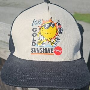 Coca-Cola Sunshine Graphic Cap in Black and White